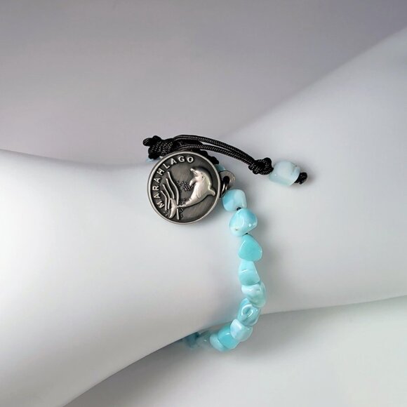 Marahlago Larimar Bracelet With Adjustable Cord & Silver Charm - Picture 3 of 9